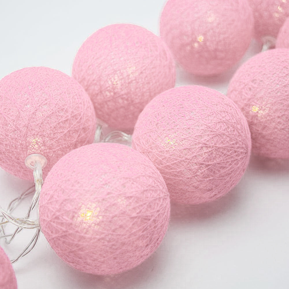 20 Ball Pastel Pink 3m String Light Battery Box 5cm Cotton Ball  Christmas Birthday Bbay Girl Special Occasion Decoration - Image 6