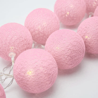 20 Ball Pastel Pink 3m String Light Battery Box 5cm Cotton Ball  Christmas Birthday Bbay Girl Special Occasion Decoration - Image 6