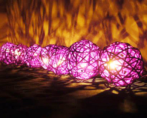 1 Set of Pink 5cm Rattan Cane 50 Ball Battery Powered LONG 5m String Lights Christmas Gift Home Wedding Party Bedroom Decoration Table Centrepiece - Image 3