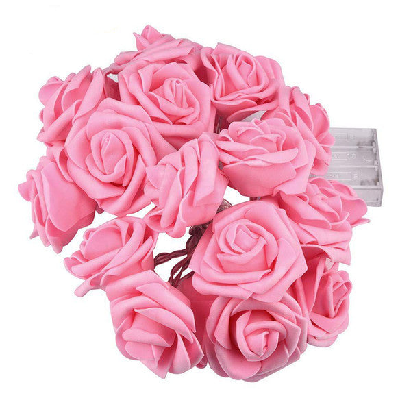 20 Pink Rose 3D Fairy Lights 3M String, Battery (AA) Indoor & Outdoor Decorations Wedding Valentines Romantic Room Table Lighting - Image 8