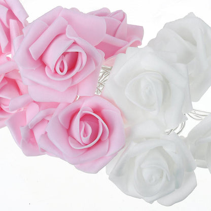 20 Pink n White Rose 3D Fairy Lights 3M String, Battery (AA) Indoor & Outdoor Decorations Wedding Valentines Romantic Room Table Lighting - Image 4