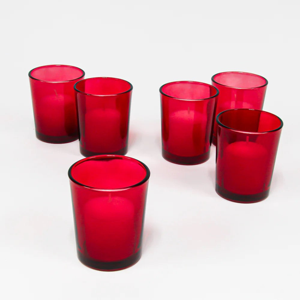 20 Pack Red Glass Votive Tealight Candle Holders House Party Centerpiece Xmas Wedding Decor Glass Candlestick Party Decorations Bridal Valentines Event - Image 3
