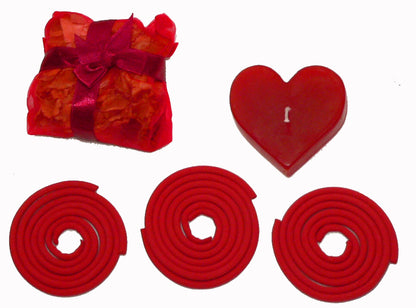 Red Heart Candle Spa Giftset - Red Heart candle, 3 Incense Coils, Pot Porri Satchet in Gift Box - Image 5