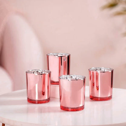 10 Pack Rose Gold Pink Votive Tealight Candle Holders Valentines Day Mercury  Wedding Decor Glass Candlestick Party Decorations Bridal Baby Shower Event - Image 4