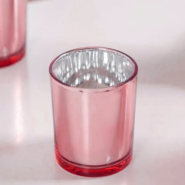 20 Pack Rose Gold Pink Votive Tealight Candle Holders Valentines Day Mercury  Wedding Decor Glass Candlestick Party Decorations Bridal Baby Shower Event