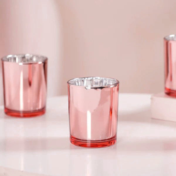 20 Pack Rose Gold Pink Votive Tealight Candle Holders Valentines Day Mercury  Wedding Decor Glass Candlestick Party Decorations Bridal Baby Shower Event - Image 2