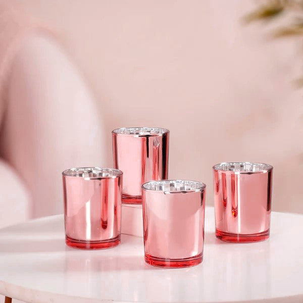 20 Pack Rose Gold Pink Votive Tealight Candle Holders Valentines Day Mercury  Wedding Decor Glass Candlestick Party Decorations Bridal Baby Shower Event - Image 4
