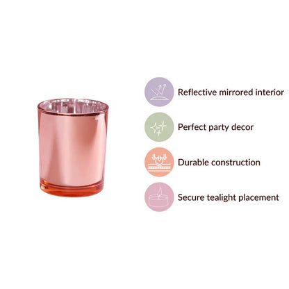 40 Pack Rose Gold Pink Votive Tealight Candle Holders Valentines Day Mercury  Wedding Decor Glass Candlestick Party Decorations Bridal Baby Shower Event - Image 5