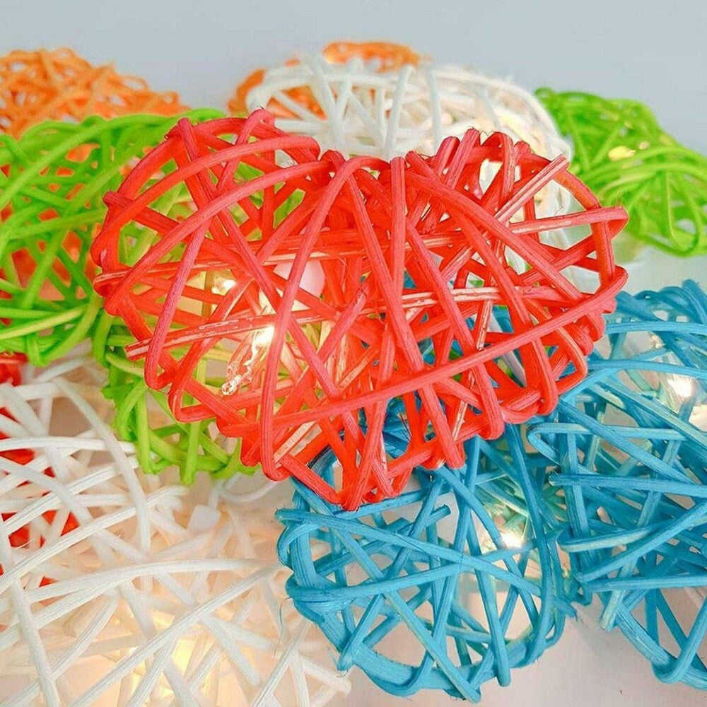 20 Turquoise Blue 3D Hollowed Rattan Heart-Shaped 3M String Fairy Lights, Battery (AA) Indoor & Outdoor Decorations Birthday Kids Celebration PartyRoom Table Lighting - Image 4