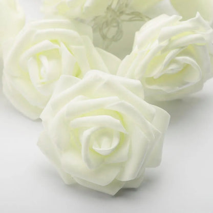 50 White Rose 3D Fairy Lights 5M LONG String, Battery (AA) Indoor & Outdoor Decorations Wedding Valentines Romantic Room Table Lighting - Image 7