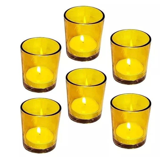 40 Bulk Yellow Glass Votive Candle Holders Table Centreoieces  Xmas Wedding Anniversary Event Recption Party Function or Home Decor - Image 6