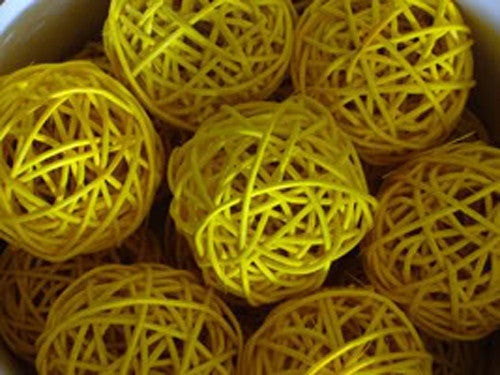 1 Set of Yellow 5cm Rattan Cane 20 Ball Battery Power 3m String Lights Christmas Gift Home Wedding Party Bedroom Decoration Table Centrepiece - Image 5