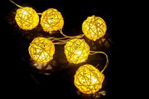 1 Set of Yellow 5cm Rattan Cane 20 Ball Battery Power 3m String Lights Christmas Gift Home Wedding Party Bedroom Decoration Table Centrepiece - Image 6
