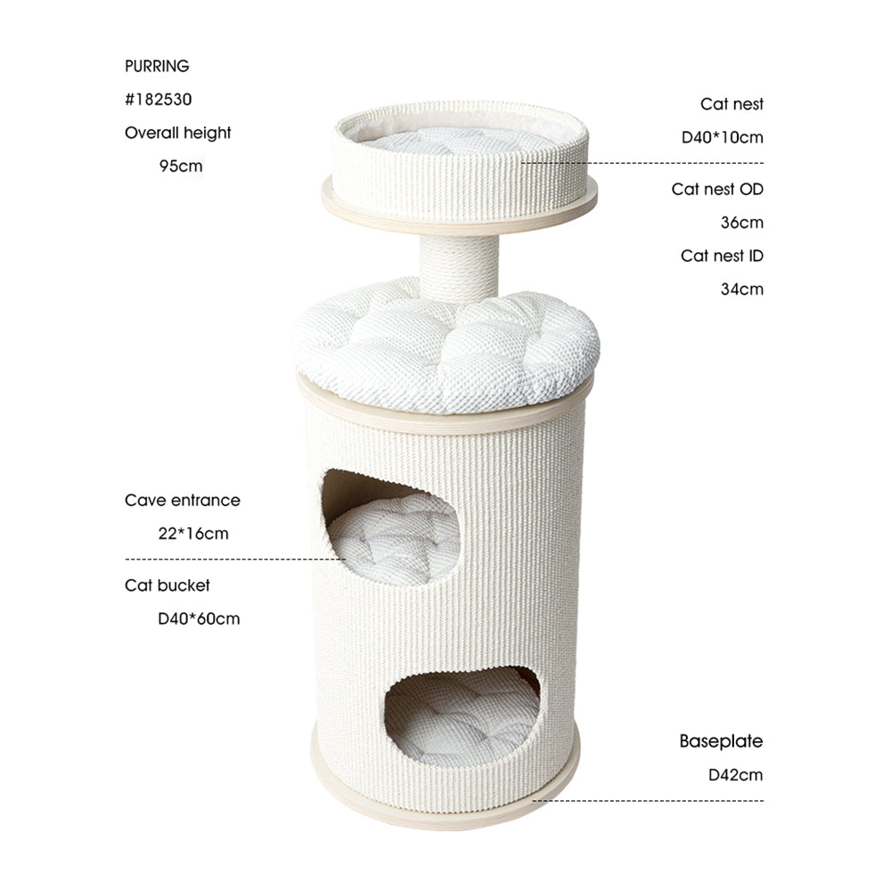 HONEYPOTCAT PURRING Multi-Level Sisal Barrel Cat Tower  - 95cm - Image 2