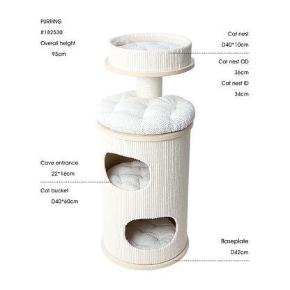 HONEYPOTCAT PURRING Multi-Level Sisal Barrel Cat Tower  - 95cm - Image 2