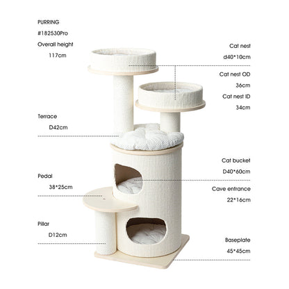 HONEYPOTCAT PURRING Multi-Level Sisal Barrel Cat Tower - PRO 117cm - Image 2