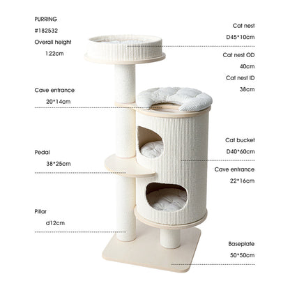 HONEYPOTCAT PURRING Plush & Sisal Barrel Cat Tower - 122cm - Image 3