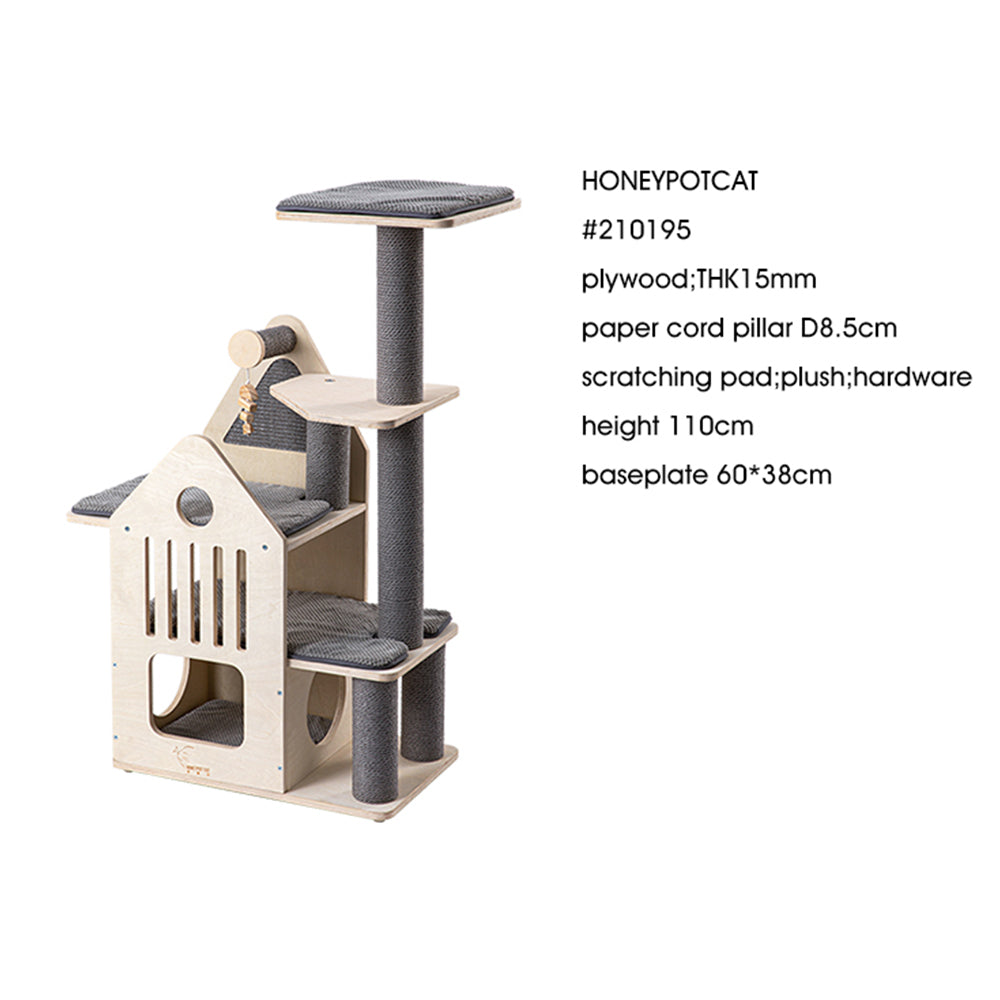 HONEYPOTCAT Deluxe Two-Level Cat Villa - 113cm - Image 3