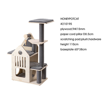 HONEYPOTCAT Deluxe Two-Level Cat Villa - 113cm - Image 3