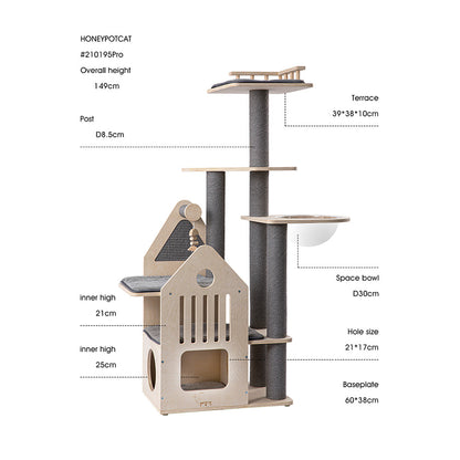 HONEYPOTCAT Grand Cat Mansion With Space Capsule - 148cm - Image 2