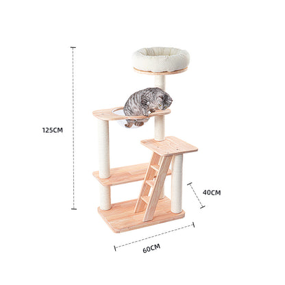 HONEYPOTCAT Serenity Plush Top Cat Tower - Wood Wax 125cm - Image 2