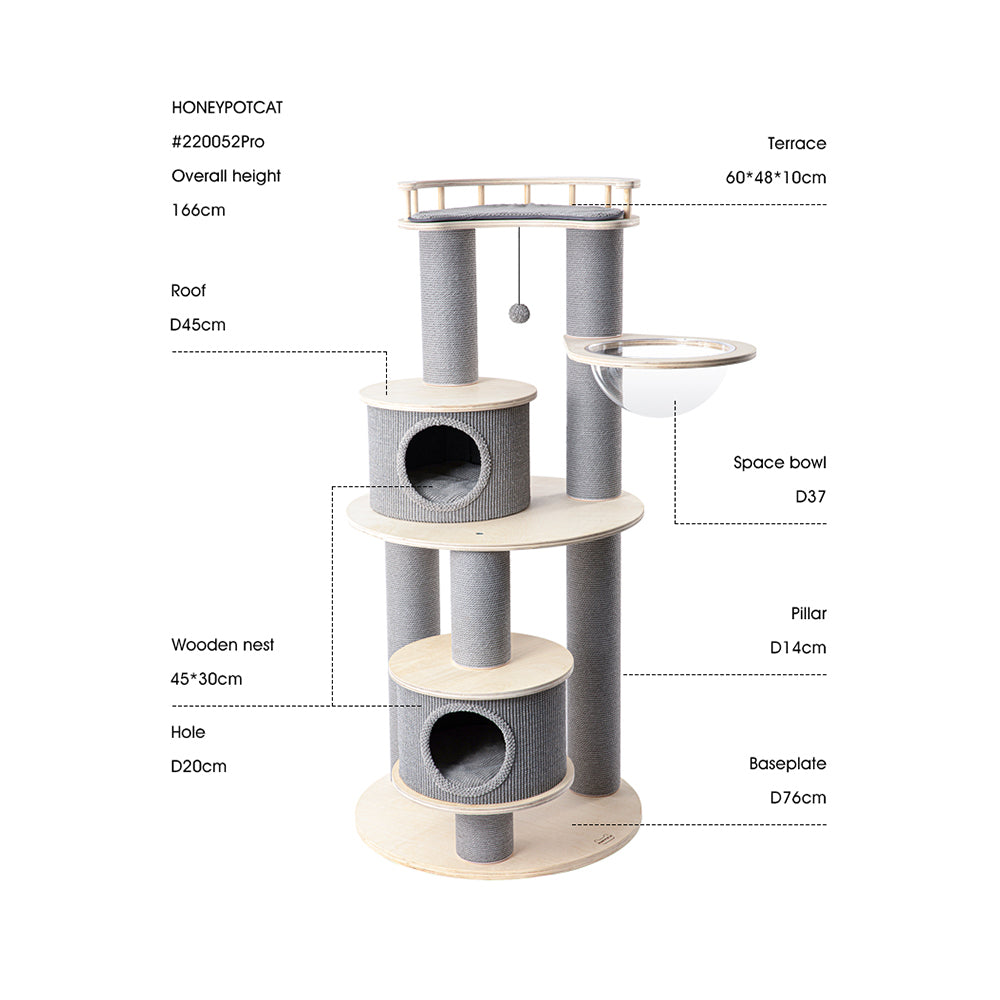 HONEYPOTCAT Majestic Reinforced Multi-Level Cat Tree  - 165cm - Image 3