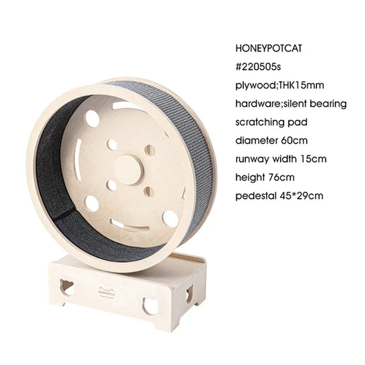 HONEYPOTCAT Fit & Fun Active Runner Wood Cat Wheel - Compact 79.5cm - Image 3