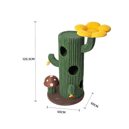 HONEYPOTCAT Solo Cactus Bloom Cat Tree - Green 120.5cm - Image 2