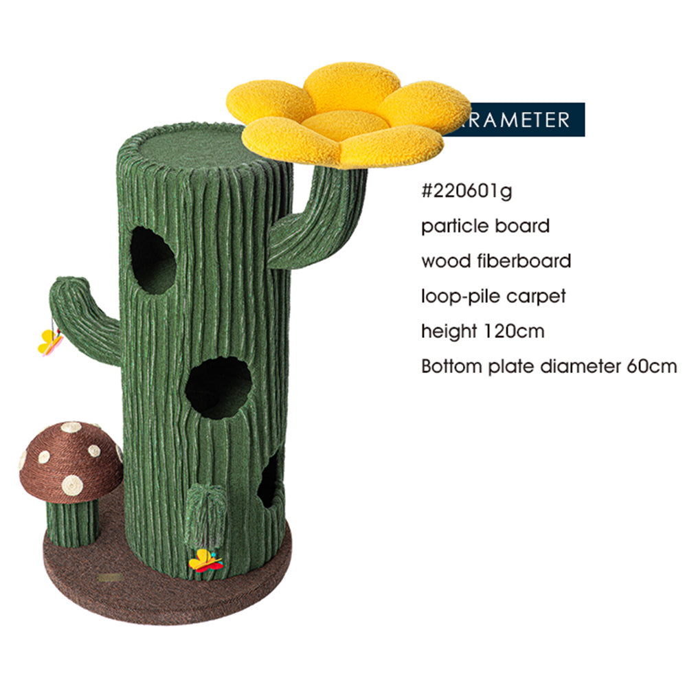 HONEYPOTCAT Solo Cactus Bloom Cat Tree - Green 120.5cm - Image 3
