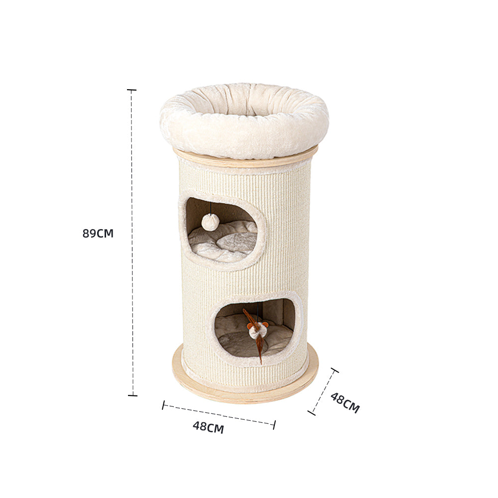 HONEYPOTCAT Cosy Sisal Barrel With Plush Top - Compact 89cm  - Image 2