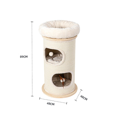 HONEYPOTCAT Cosy Sisal Barrel With Plush Top - Compact 89cm  - Image 2