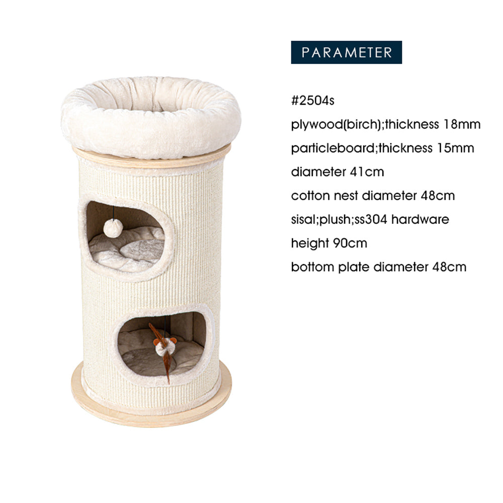 HONEYPOTCAT Cosy Sisal Barrel With Plush Top - Compact 89cm  - Image 3