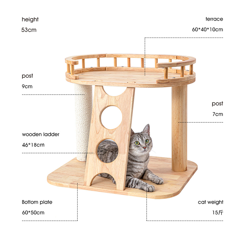 HONEYPOTCAT MZ Happy Steps Wooden Cat Tree - 53cm - Image 3