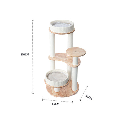 HONEYPOTCAT MZ Simple Joy Wood Cat Tower - Double Delight 110cm - Image 2