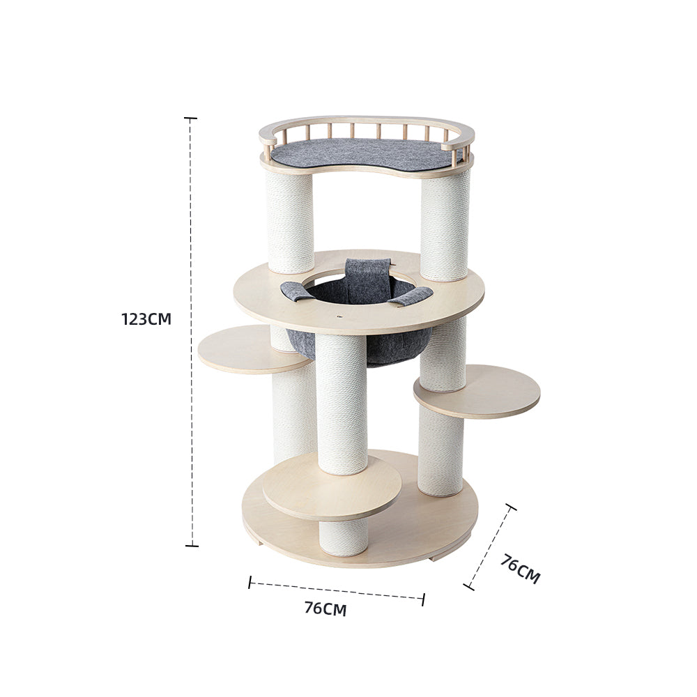 HONEYPOTCAT Harmony Wood Cat Tower - 123cm - Image 3