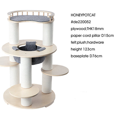 HONEYPOTCAT Harmony Wood Cat Tower - 123cm - Image 4