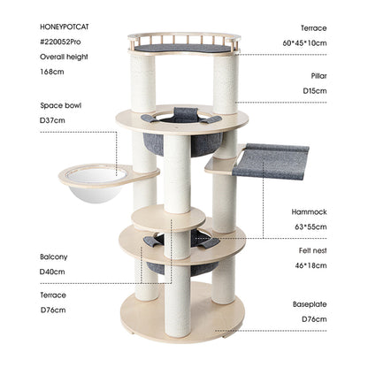 HONEYPOTCAT Harmony Wood Cat Tower - 168cm - Image 2