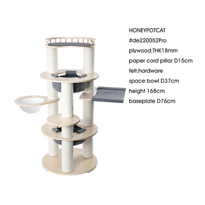 HONEYPOTCAT Harmony Wood Cat Tower - 168cm - Image 4
