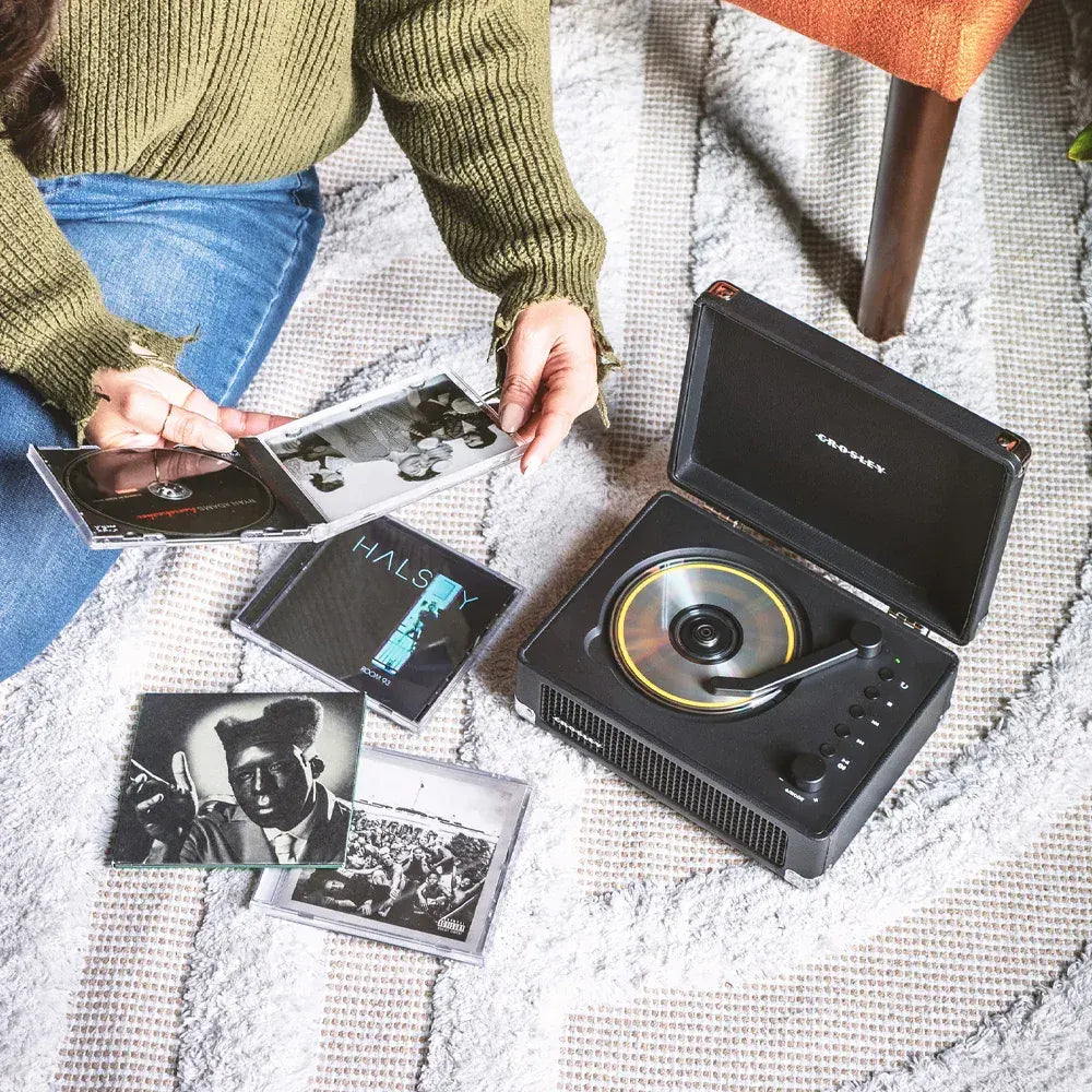 Crosley Cruiser Portable Retro CD Player with Stereo Bluetooth Speakers, FM Radio - Black - Image 2