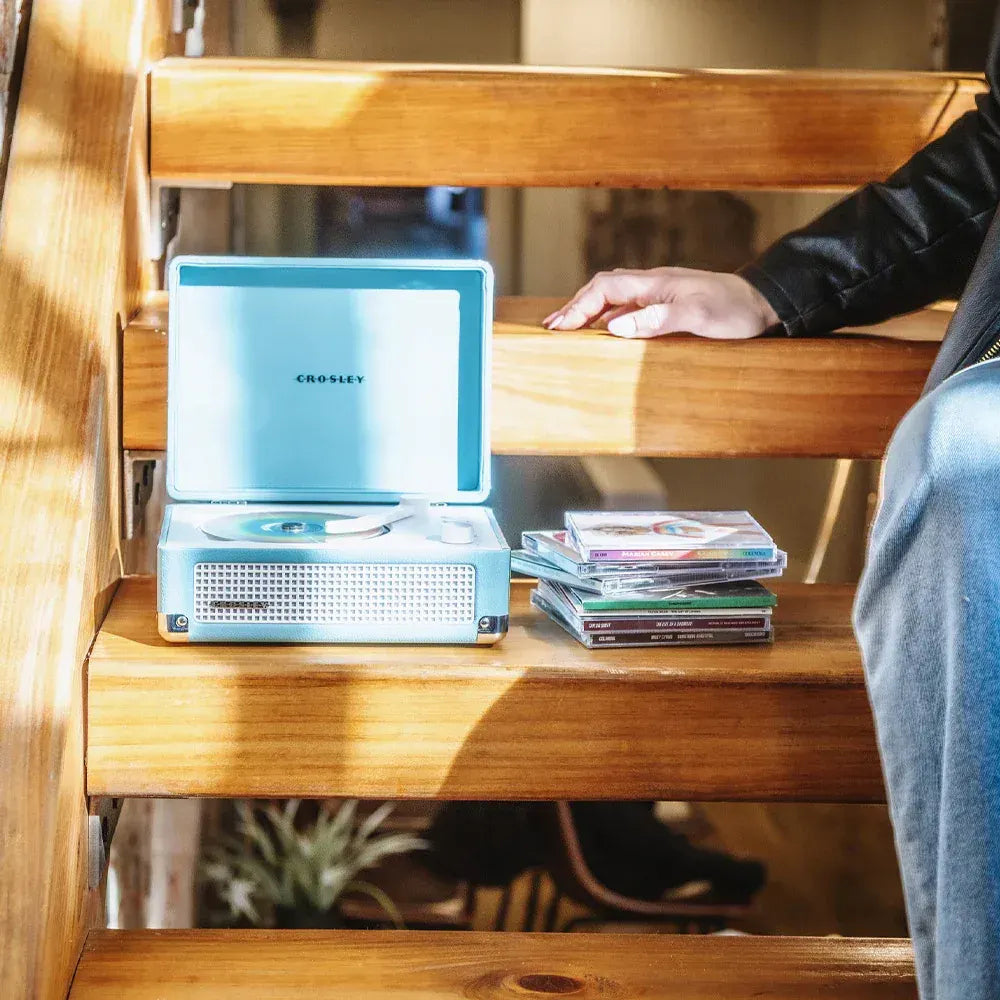 Crosley Cruiser Portable Retro CD Player with Stereo Bluetooth Speakers, FM Radio - Turqouise - Image 2