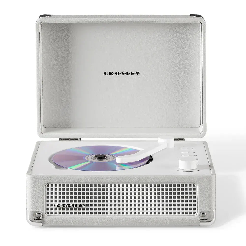 Crosley Cruiser Portable Retro CD Player with Stereo Bluetooth Speakers, FM Radio - White Sands