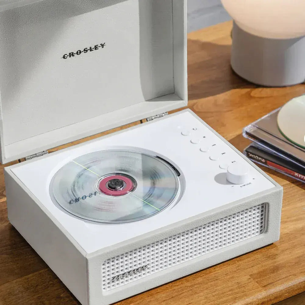 Crosley Cruiser Portable Retro CD Player with Stereo Bluetooth Speakers, FM Radio - White Sands - Image 2