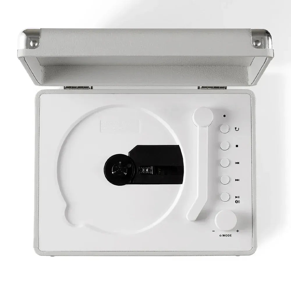 Crosley Cruiser Portable Retro CD Player with Stereo Bluetooth Speakers, FM Radio - White Sands - Image 4