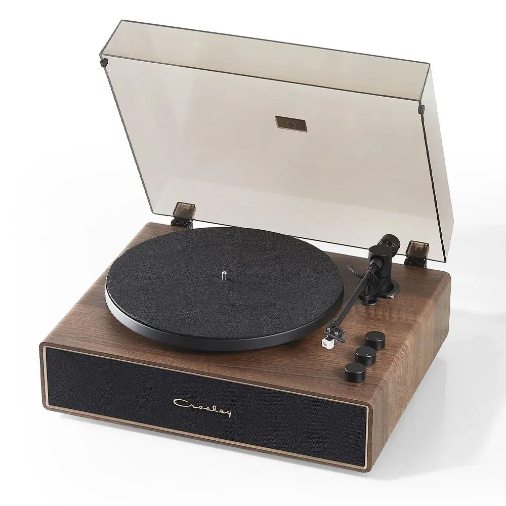 Crosley Stave 2-Speed Bluetooth Record Player Turntable with Built-in Speakers, Walnut - Image 2