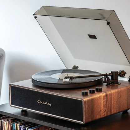 Crosley Stave 2-Speed Bluetooth Record Player Turntable with Built-in Speakers, Walnut - Image 4