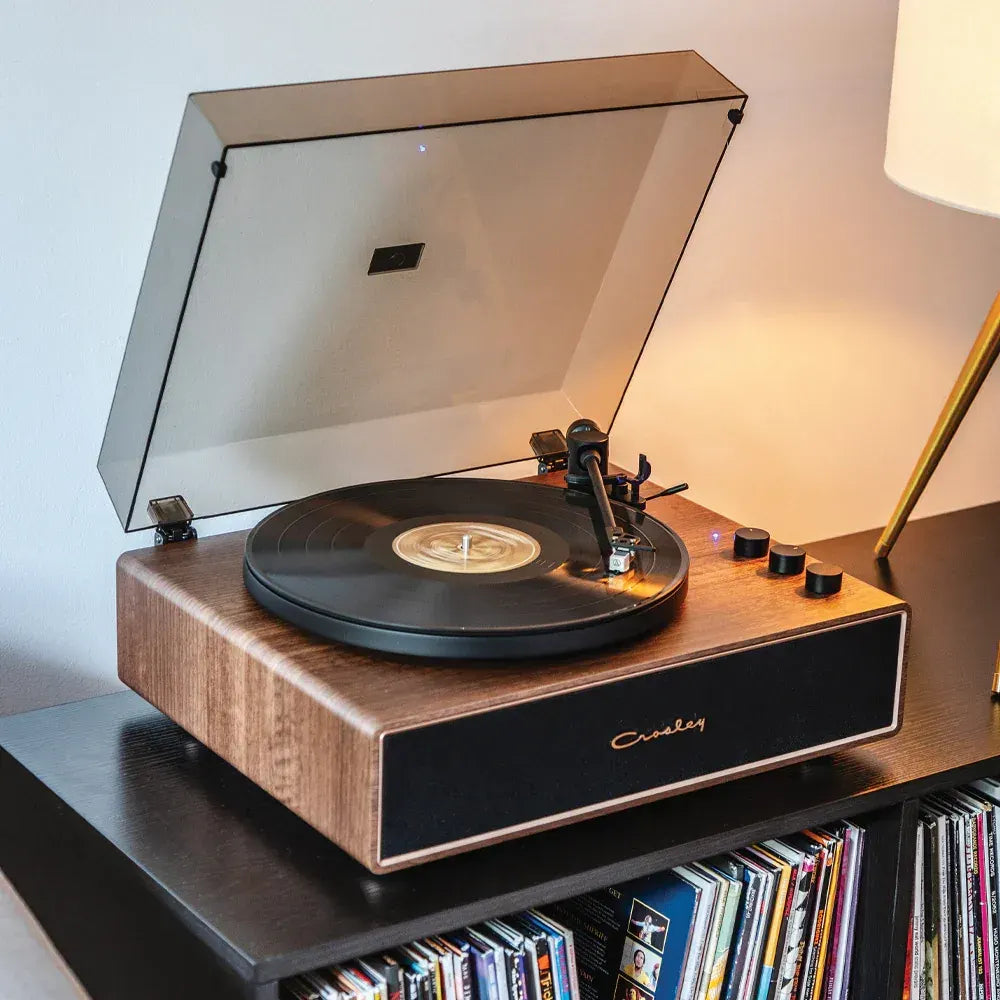 Crosley Stave 2-Speed Bluetooth Record Player Turntable with Built-in Speakers, Walnut - Image 5