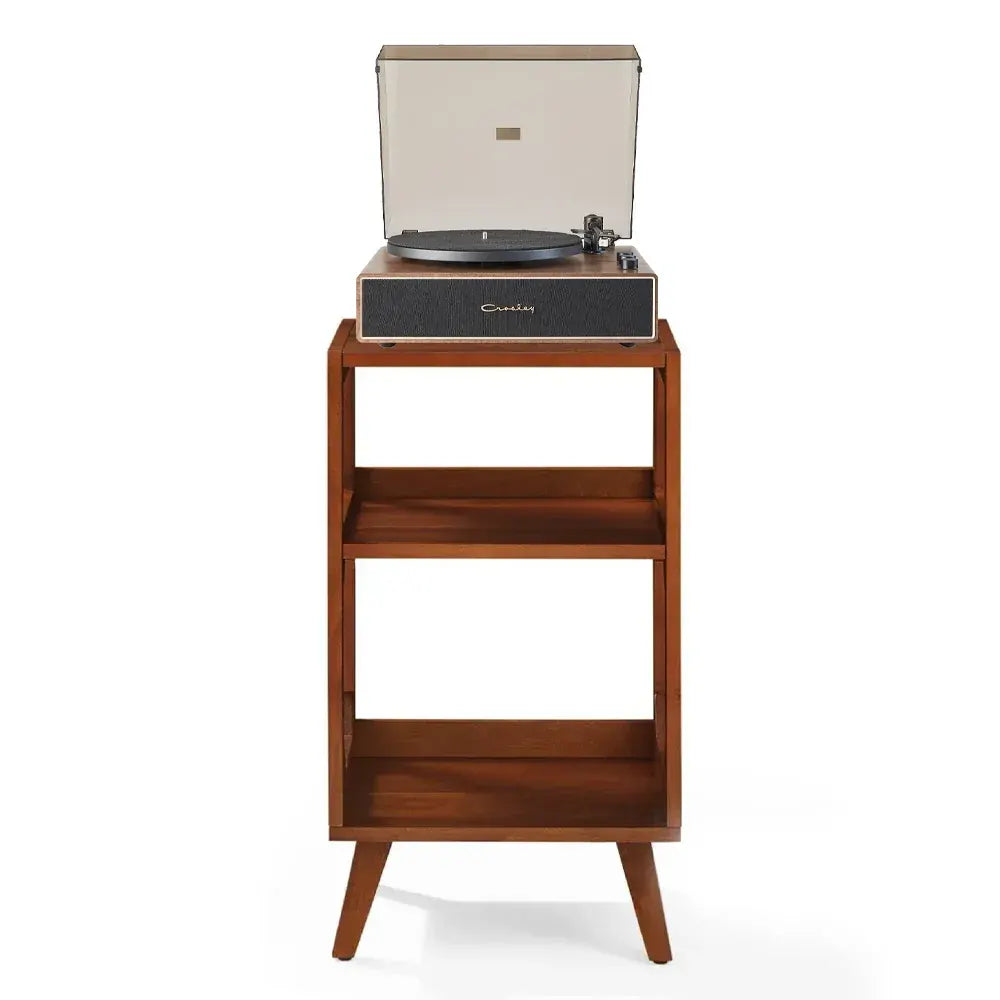 Crosley Stave 2-Speed Bluetooth Record Player Turntable with Built-in Speakers  + Crosley Asheville Stand Bundle - Walnut