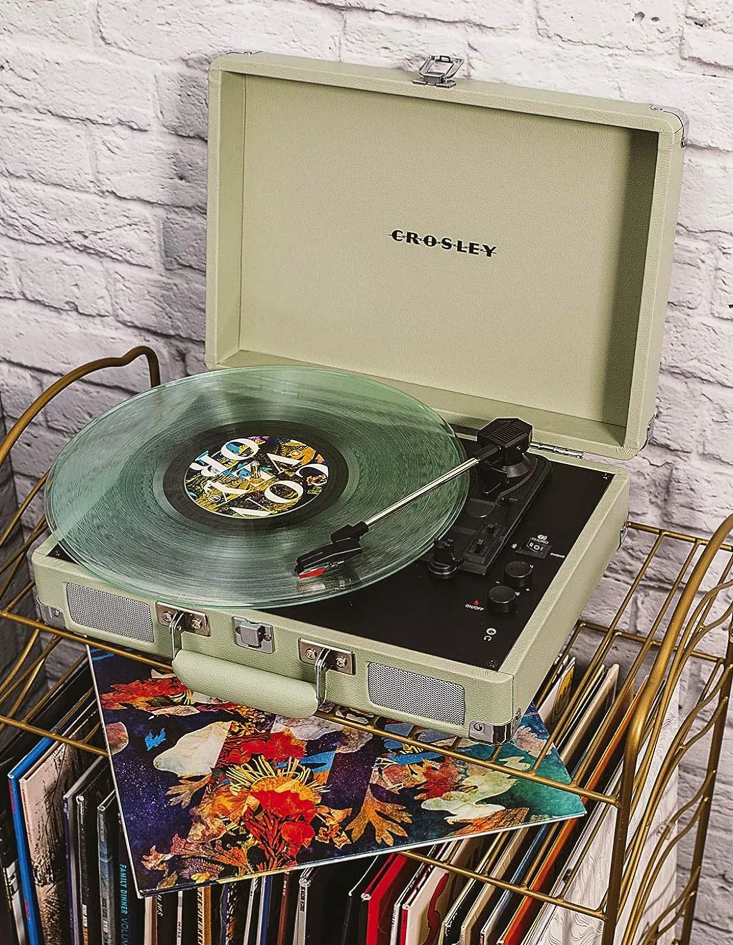 Crosley Cruiser Bluetooth Portable Turntable - Mint + Bundled Crosley Record Storage Display Stand - Image 2