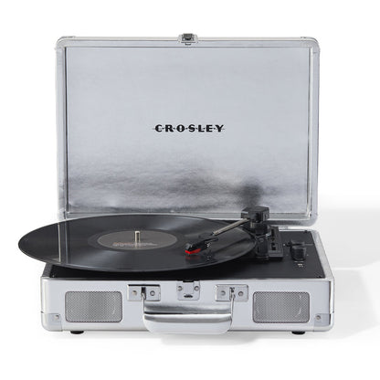 Crosley Cruiser Bluetooth Portable Turntable - Silver + Bundled Crosley Record Storage Display Stand - Image 5