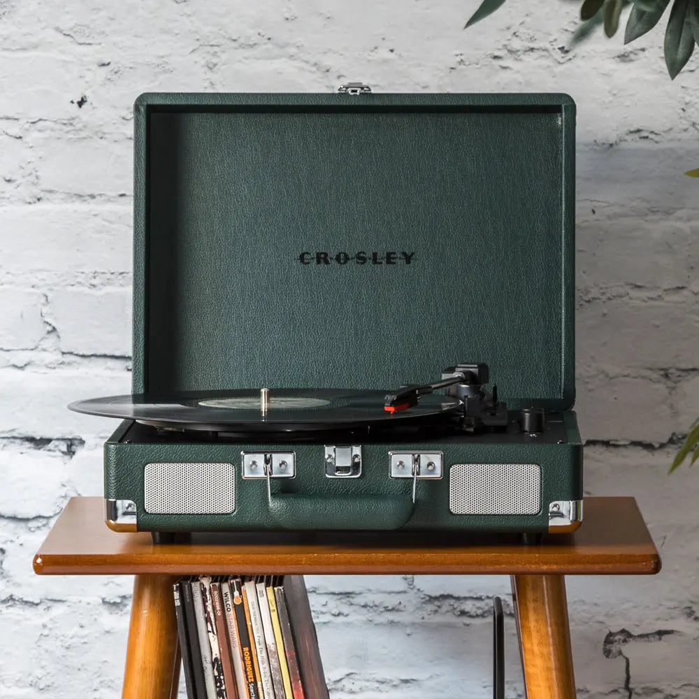 Crosley Cruiser Bluetooth Portable Turntable + Crosley Turntable  Stand Bundle - Emerald Green - Image 4